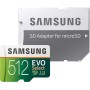 Samsung EVO Select 512 GB microSD 100 MB/s, velocidad Full HD & 4K UHD tarjeta de memoria incluye adaptador SD para smartphone,