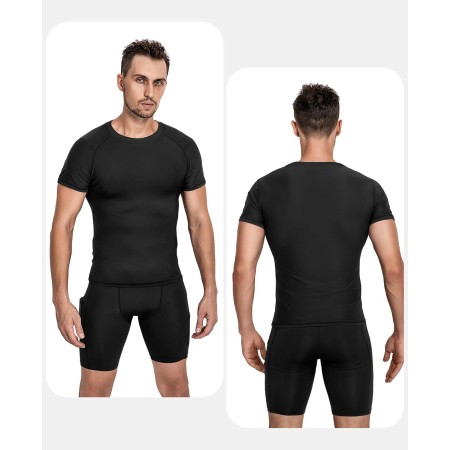 Niksa 1 paquete o 3 paquetes de camisetas de compresión para hombre, manga corta, diseño de malla, capa base de secado rápido,