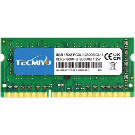 TECMIYO Memoria RAM DDR3 8GB 1RX8 PC3L 12800S 1,35 V/1,5 V (1x8GB) DDR3, 1600 MHz, SODIMM CL11 Non-ECC, Memoria RAM para