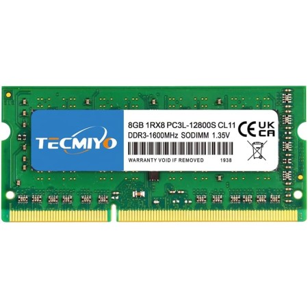 TECMIYO Memoria RAM DDR3 8GB 1RX8 PC3L 12800S 1,35 V/1,5 V (1x8GB) DDR3, 1600 MHz, SODIMM CL11 Non-ECC, Memoria RAM para