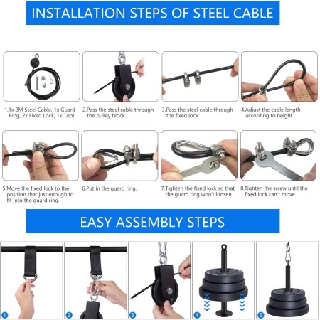 LFJ Poleas Gimnasio para Casa Fitness DIY Triceps Polea Gym Cable Máquina Musculacion Kit Sistema Poleas Entrenamiento de Fuerza