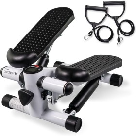 Mobiclinic® Fitness, Stepper, 2 en 1, Step Plus, Cuerdas de Resistencia, Multifunción, Brazos y piernas, Pantalla LCD, Carga 100
