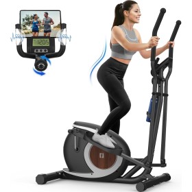 Bicicleta Elíptica para Casa, Máquina Elíptica Magnética Ultra Silenciosa con 16 Niveles de Resistencia, Monitor LCD, Pedal