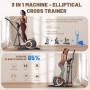 Bicicleta Elíptica para Casa, Máquina Elíptica Magnética Ultra Silenciosa con 16 Niveles de Resistencia, Monitor LCD, Pedal