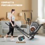 Bicicleta Elíptica para Casa, Máquina Elíptica Magnética Ultra Silenciosa con 16 Niveles de Resistencia, Monitor LCD, Pedal
