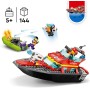 LEGO City Lancha de Rescate de Bomberos y Zodiac, Barcos Flotantes, Mochila Propulsora, Juguetes de Baño para Niños y Niñas de 6