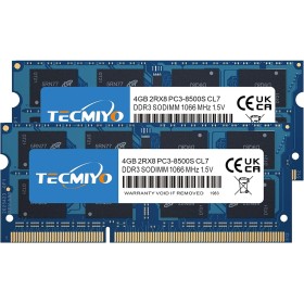 TECMIYO 8GB DDR3 RAM (2x4GB) PC3-8500 DDR3 1066MHz Sodimm Memory PC3 8500S CL7 204 Pin 1.5V 2RX8 Dual Rank Non-ECC Unbuffered