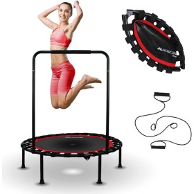 Mobiclinic®, Trampolín Redondo, Plegable, 2 Bandas de Resistencia, Agarre Regulable, Capacidad 150 kg, 101 cm Diámetro, Interior