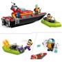 LEGO City Lancha de Rescate de Bomberos y Zodiac, Barcos Flotantes, Mochila Propulsora, Juguetes de Baño para Niños y Niñas de 6