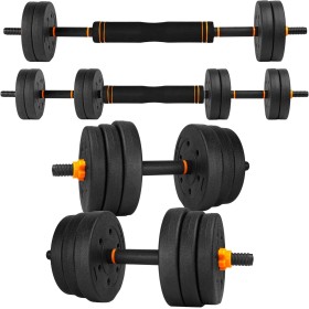unycos - Mancuernas AjustablesDiscos de Cemento | 10-40 kgcon Barra Recta de Conexión | Pesas Ergonómicas para Hombres y
