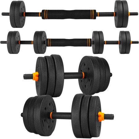 unycos - Mancuernas AjustablesDiscos de Cemento | 10-40 kgcon Barra Recta de Conexión | Pesas Ergonómicas para Hombres y