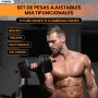 unycos - Mancuernas AjustablesDiscos de Cemento | 10-40 kgcon Barra Recta de Conexión | Pesas Ergonómicas para Hombres y