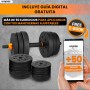 unycos - Mancuernas AjustablesDiscos de Cemento | 10-40 kgcon Barra Recta de Conexión | Pesas Ergonómicas para Hombres y