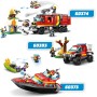 LEGO City Lancha de Rescate de Bomberos y Zodiac, Barcos Flotantes, Mochila Propulsora, Juguetes de Baño para Niños y Niñas de 6