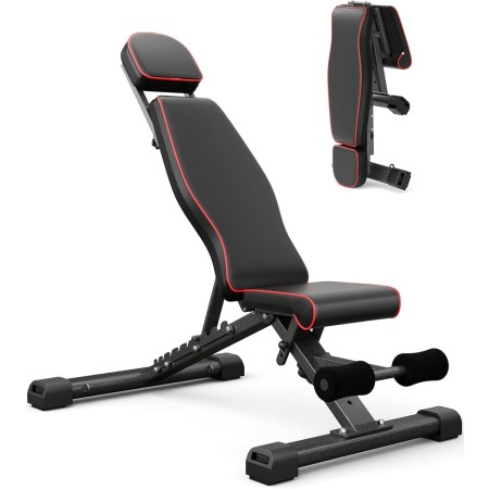 YOLEO Banco de Pesas Ajustable Utilidad Plegable,de Entrenamiento de Cuerpo Completo Inclinación Decline Levantamiento Plano,