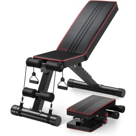 YOLEO Banco de Pesas Ajustable Utilidad Plegable,de Entrenamiento de Cuerpo Completo Inclinación Decline Levantamiento Plano,