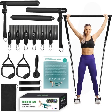 KRTOYUST® Barra de Pilates,Gomas Elasticas Musculacion,Bandas de Resistencia para Smartworkout,Cintas Elasticas Fitness para