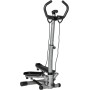 HOMCOM Máquina de Step Stepper Fitness con Manillar Altura Ajustable Pantalla LCD Cintas y Pedales Antideslizantes Equipo de