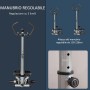 HOMCOM Máquina de Step Stepper Fitness con Manillar Altura Ajustable Pantalla LCD Cintas y Pedales Antideslizantes Equipo de
