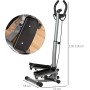 HOMCOM Máquina de Step Stepper Fitness con Manillar Altura Ajustable Pantalla LCD Cintas y Pedales Antideslizantes Equipo de
