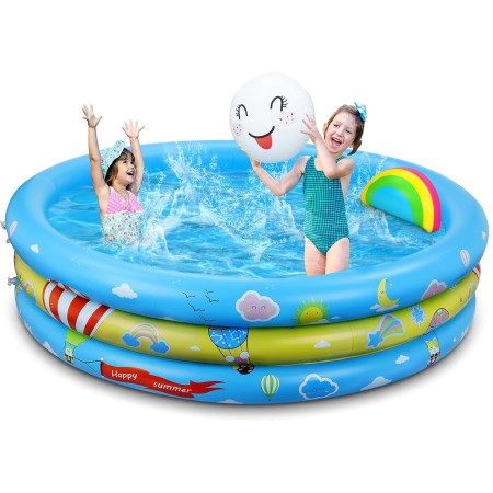 Jojoin Piscina Hinchable, Piscina Inflable Niños, 2 Almohadas Inflables, Material PVC Plástico, Fiesta de Verano en La Piscina