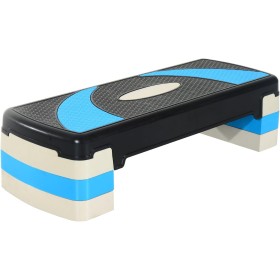 HOMCOM Step de Aeróbic para Fitness Tabla Plataforma Stepper Deporte Gimnasia Altura Regulable 3 Niveles Carga 150kg