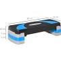 HOMCOM Step de Aeróbic para Fitness Tabla Plataforma Stepper Deporte Gimnasia Altura Regulable 3 Niveles Carga 150kg