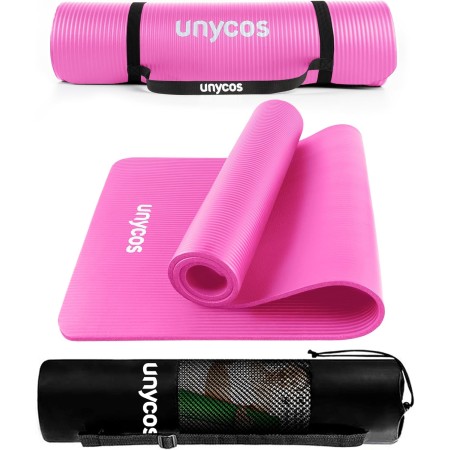 unycos - Esterilla de Deporte, Yoga, Pilates y Fitness | Gruesa (10/15 mm) y Antideslizantecon E-BookCorrea y Bolsa de