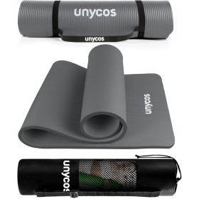 unycos - Esterilla de Deporte, Yoga, Pilates y Fitness | Gruesa (10/15 mm) y Antideslizantecon E-BookCorrea y Bolsa de