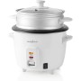 Nedis olla eléctrica para arroz - Olla con vaporera y tapa de cristal - Prepara arroz y verduras con delicadeza - Capacidad 0,6