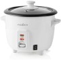Nedis olla eléctrica para arroz - Olla con vaporera y tapa de cristal - Prepara arroz y verduras con delicadeza - Capacidad 0,6