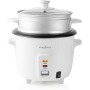 Nedis olla eléctrica para arroz - Olla con vaporera y tapa de cristal - Prepara arroz y verduras con delicadeza - Capacidad 0,6