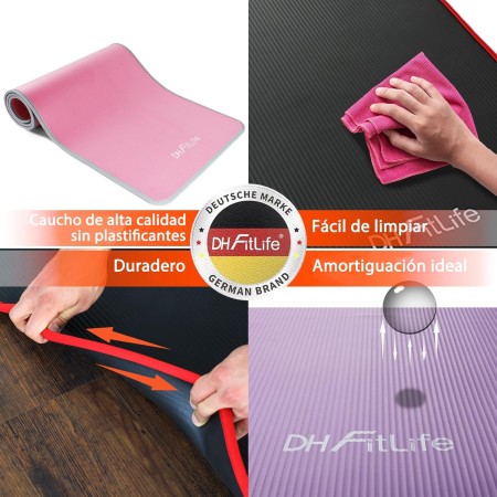 DH FitLife Esterilla de entrenamiento, esterilla deportiva, 183 x 61 x 1 cm, esterilla de gimnasia extra resistente, esterilla