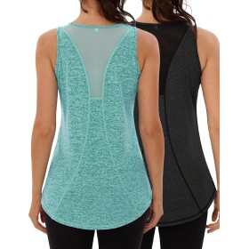 Wayleb Camiseta sin Mangas de Fitness para Mujer Espalda de Malla Chaleco Deportivo para Mujer Deportivo Yoga Tops Camisetas