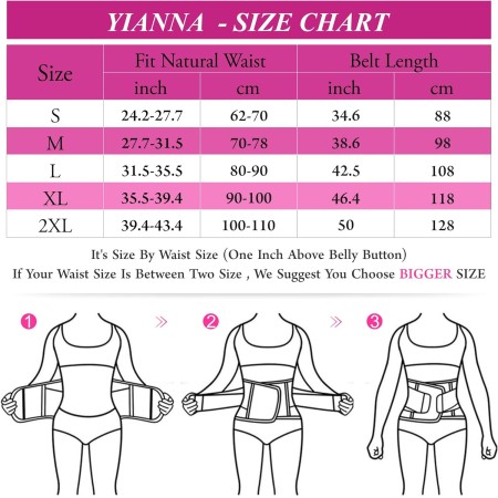 YIANNA Faja Reductora Mujer Abdominal Lumbar Fajas Reductoras Abdomen Adjustable para Deporte Fitness Postparto