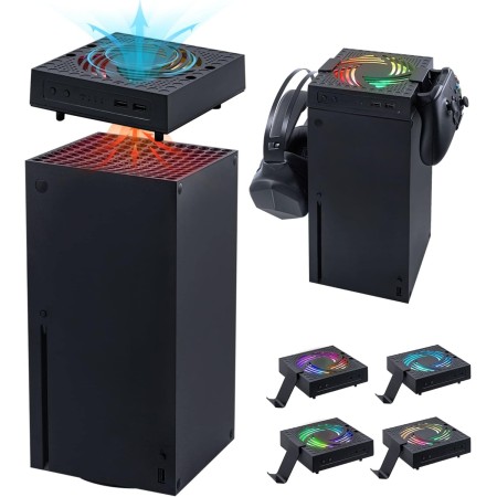 Mcbazel Ventilador de refrigeración Xbox Series X RGB con ajuste de 3 velocidades, soporte automático de cubierta de