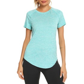 Wayleb Camiseta Deportivo Mujer Camiseta de Manga Corta Camiseta Holgada de Secado Rápido Camisetas de Malla Mujer Yoga Fitness