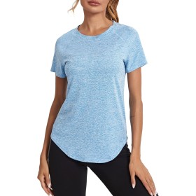 Wayleb Camiseta Deportivo Mujer Camiseta de Manga Corta Camiseta Holgada de Secado Rápido Camisetas de Malla Mujer Yoga Fitness