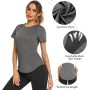 Wayleb Camiseta Deportivo Mujer Camiseta de Manga Corta Camiseta Holgada de Secado Rápido Camisetas de Malla Mujer Yoga Fitness