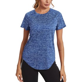 Wayleb Camiseta Deportivo Mujer Camiseta de Manga Corta Camiseta Holgada de Secado Rápido Camisetas de Malla Mujer Yoga Fitness