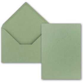 Juego de 100 tarjetas con sobre, tamaño DIN A5, 14,8 x 21 cm, papel de estraza verde, con sobres DIN C5, 15,7 x 22,5 cm,