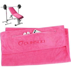 DUNSOO Toalla Gimnasio,120x50cm Toalla Deportiva De Microfibra con Bolsillo De Cremallera para Gimnasia y Entrenamiento I Toalla