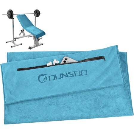 DUNSOO Toalla Gimnasio,120x50cm Toalla Deportiva De Microfibra con Bolsillo De Cremallera para Gimnasia y Entrenamiento I Toalla