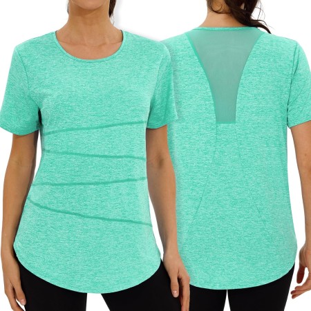 Terecey Camisetas Deporte Manga Corta Mujer Camiseta Tecnica para Mujer Suelta Camiseta Fitness Mujer y Cuello Redondo Camiseta