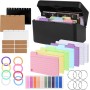 EOPUOZS Kit de Tarjetas de Memoria con Estuche Negro para Fichas de Estudio, 230 Notas Adhesivas, 15 Tarjetas de Índice y 15