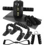Kureny Equipo de gimnasio,Kit de Rueda Abdominal con Push Up Bars, Cuerda para Saltar, Fortalecedor de Mano, Rodilla Mat,banda