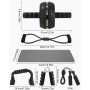 Kureny Equipo de gimnasio,Kit de Rueda Abdominal con Push Up Bars, Cuerda para Saltar, Fortalecedor de Mano, Rodilla Mat,banda