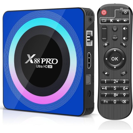 Android 13.0 TV Box, Box TV 4GB RAM 64GB ROM RK3528 Quad-Core 64bit Cortex-A53 Support 2.4/5.0GHz WiFi6 BT5.0 HD 8K 10/100M