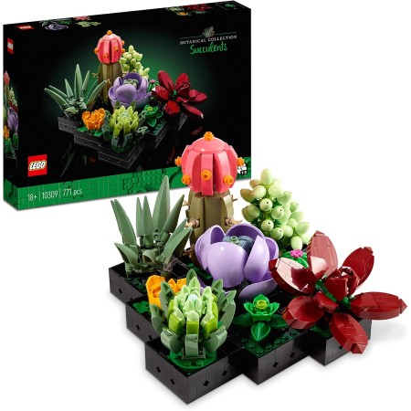 LEGO Botanical Suculentas Maqueta de 9 Plantas Artificiales para Construir, Decoración para Casa, Manualidades para Adultos, Kit