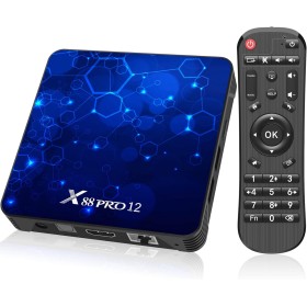Android 12.0 TV Box, 4GB RAM 32GB ROM Android Box RK3318 Quad-Core 64bit Cortex-A53 Soporte 2.4G/5G WiFi 6 Bluetooth 5.0